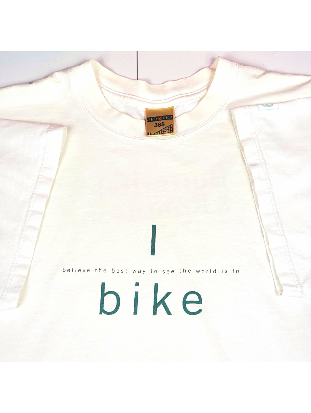 Vintage 1999 White 'I Bike' Graphic T-Shirt XL Biker Cyclist
